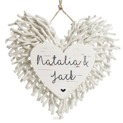 Personalised White Driftwood Heart Wedding Sign