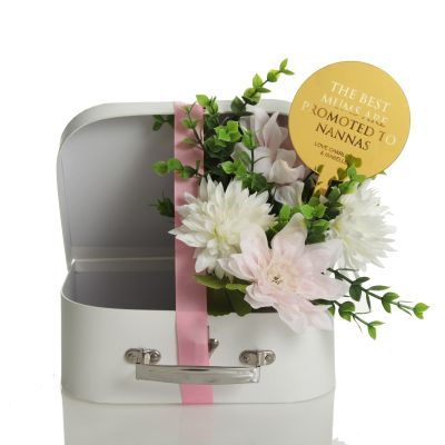 White Floral Hamper Suitcase Keepsake Box