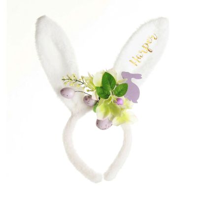Personalised White Fluffy Bunny Ears Easter Headband