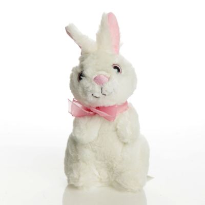 White Plush Bunny Pink Bow