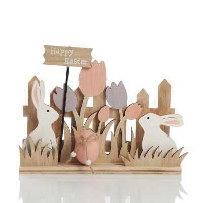 Wood Cutout Easter Scene with Egg