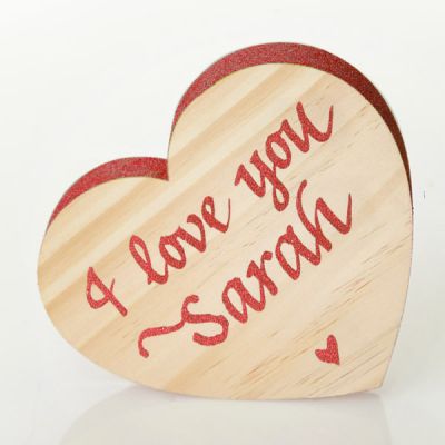 Personalised Valentine's Day Wood Heart Block