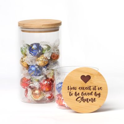 Personalised Treat Jar with Wooden Lid - Loved by You