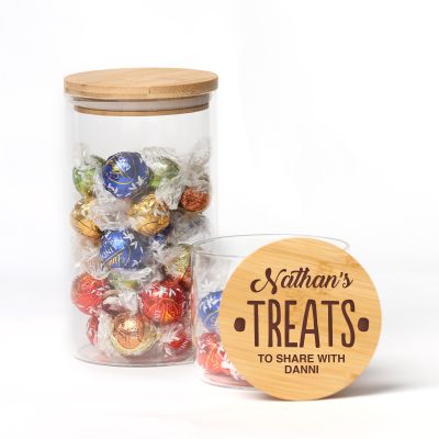 Personalised Treat Jar with Wooden Lid - Treats to Share